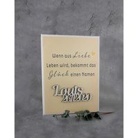 Personalisiertes Geschenk Zur Geburt Mit Holzschriftzug Auf Leinwand Personalisiertes Geschenk Zur Geburt Mit Holzschriftzug Auf Leinwand von Kraussemotions