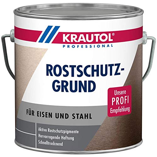 KRAUTOL Rostschutzgrund für Eisen und Stahl, hoher Korrossionsschutz, Grundierung grau, 2,5 Liter von Krautol