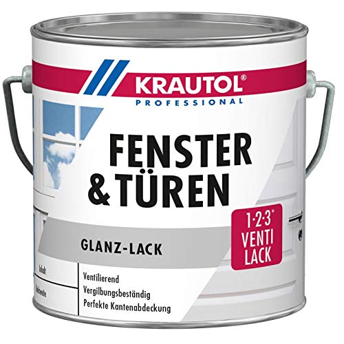 Krautol Fenster- und Türenlack glänzend weiß, hochdeckender Acryl-Lack, 2,5 Liter von Krautol