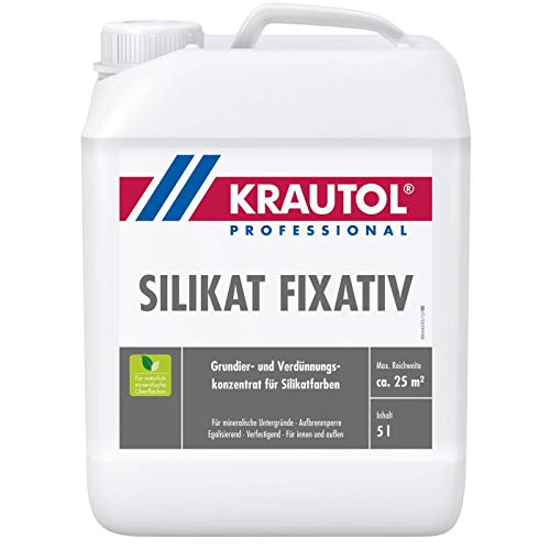 Krautol Grundierung Silikat Fixativ, Grundier- und Verdünnungskonzentrat für Silikatfarben, 5 Liter Kanister von Krautol