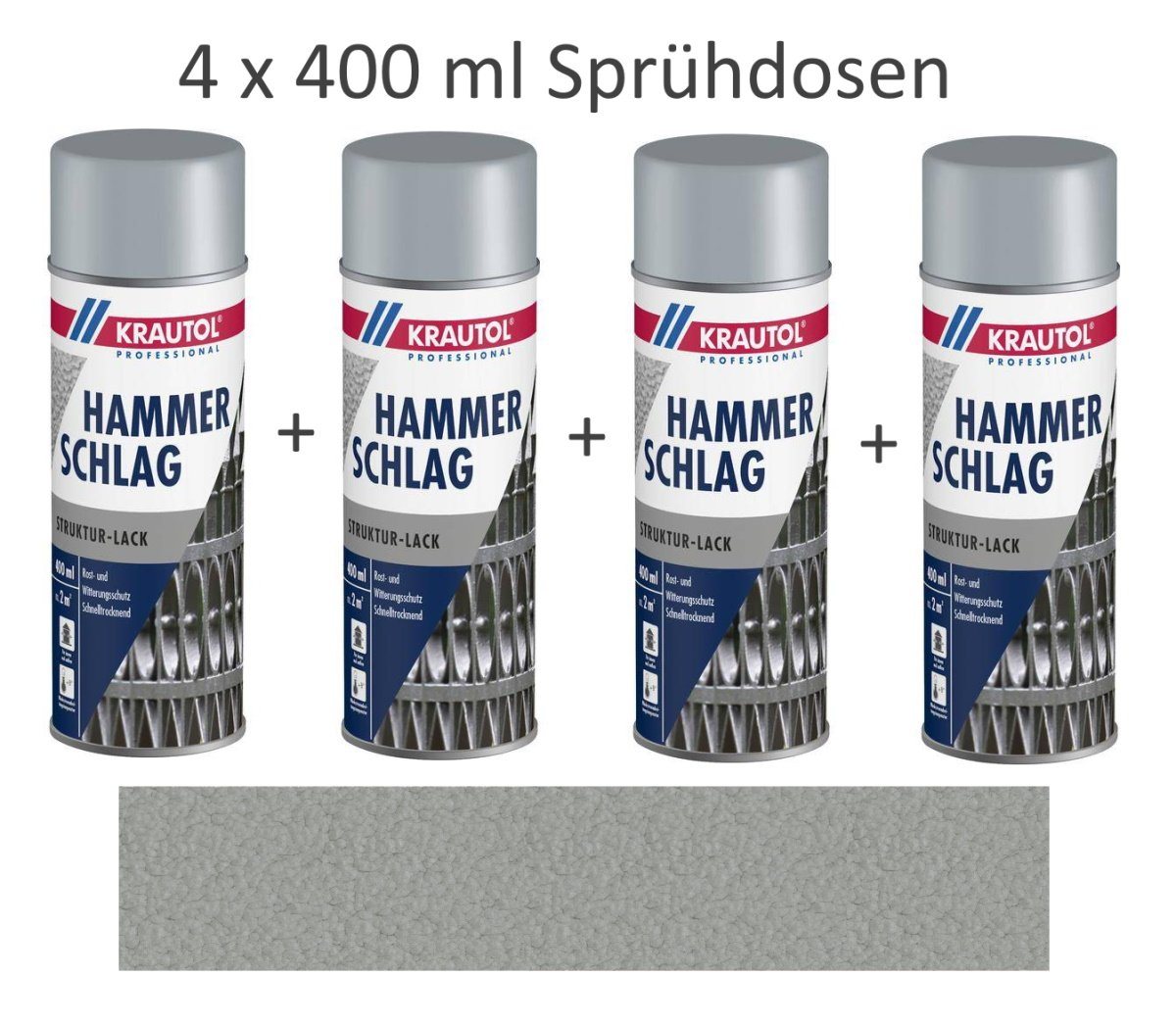 Krautol Metallschutzlack 4 x 400 ml Spray Metallschutz Hammerschlag Silber Rost Krautol von Krautol