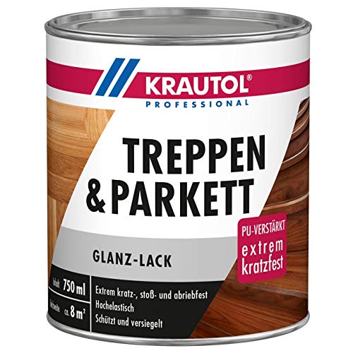 Krautol Treppen- und Parkettlack glänzend, extrem kratz-, stoß- und abriebfester Acryl-Lack, farblos,750 ml von Krautol