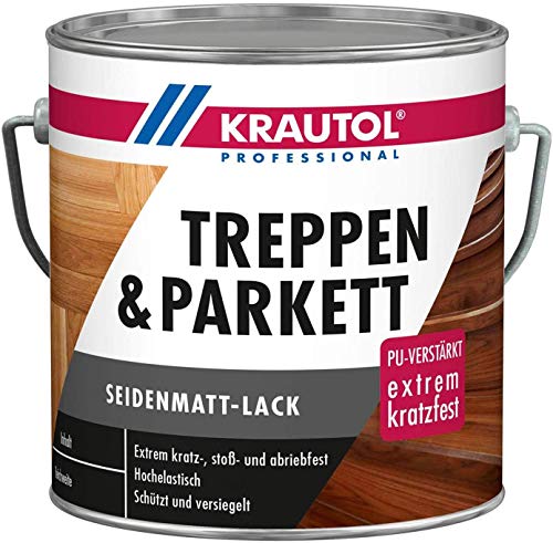 Krautol Treppen- und Parkettlack seidenmatt, extrem kratz-, stoß- und abriebfester Acryl-Lack, farblos, 2,5 Liter von Krautol