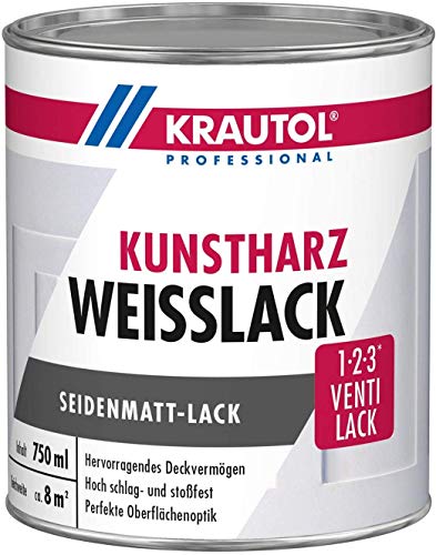 Krautol Weißlack Kunstharz seidenmatt innen & außen, Alkydharzlack, 750 ml von Krautol
