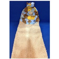 Sofort Lieferbar - Hängendes Handtuch | Geschirrtuch Braunes Mit Katzenmotiven Und Getigerten Katzen Auf Blauem Stoff 22317 von KrazyBoutKats