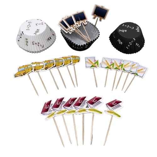 KreaBack Cupcake Muffinförmchen und Topper Deko Set 48 Teile, Thema Schule, Schulanfang, Einschulung von KreaBack