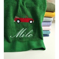 Handtuch Mit Namen Und Auto Bestickt Handtuch Mit Namen Und Auto Bestickt von Kreandzia