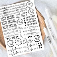 Geburtstag 40 - Kerzentattoos Verschiedene Motive Din A4 Kerzensticker Wasserschiebefolie Kerzen Pustekuchen Konfetti Wunscherfüller von KreatEveDE