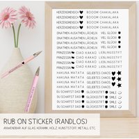 Rubons | 14 Kugelschreiber 1 Sprüche - Rub On Sticker Aufkleber Randlos Herz Smile Kleeblatt Viel Glück Herzensmensch Ciao Kakao Freunde Rubons | 14 Kugelschreiber 1 Sprüche - Rub On Sticker Aufkleber Randlos Herz Smile Kleeblatt Viel Glück Herzensmensch Ciao Kakao Freunde von KreatEveDE