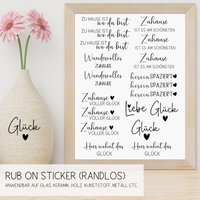 Rubons | 4 Zuhause Für Klötzchen - Rub On Sticker Randlos Home Glück Familie Liebe Freundschaft Geschenk Kerzen Windlichter Vasen von KreatEveDE
