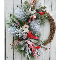 Türkranz Winterkardinal Weihnachten Kardinal Mit Vogel Hausrot Gefrostet Beeren Zweige Und Kardinäle D Türkranz Winterkardinal Weihnachten Kardinal Mit Vogel Hausrot Gefrostet Beeren Zweige Und Kardinäle D von KreatenWreaths