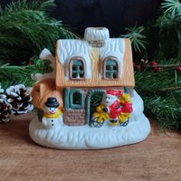 Weihnachtshaus Als Teelichthalter | 10, 5x12x7, Keramik Weihnachtsdeko von KreatiVintageShop