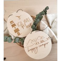 Holzschild | Dekoschild Urlaubsschild Ich Will Meer Happy Camper Deko |Wandschild von KreativAtelierHS