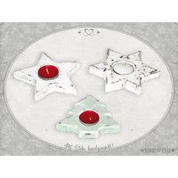 Teelichthalter "Advent"/Weihnachtsdeko Shabby-Chic Holzdeko Vintage Sterne Weihachten Tischdeko von KreativChic