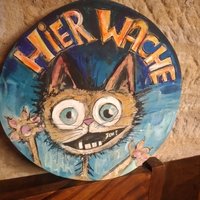 Handbemalte Holzscheibe , Lustiges Türschild, Katzenmotiv Handbemalte Holzscheibe , Lustiges Türschild, Katzenmotiv von KreativDHuber