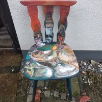 Handbemalter Stuhl, Alter Brauereistuhl Handbemalter Stuhl, Alter Brauereistuhl von KreativDHuber