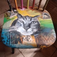 Handbemalter Stuhl, Holzmalerei , Katzenmotive, Wohnraumaccessoires von KreativDHuber