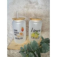 Sommerglas Mit Bambusdeckel & Strohhalm - Aperol Spritz Oder Limoncello Design, Iced Drink Cup, Geschenkidee von KreativDesignCaro