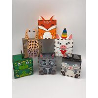 Bastelset Kinder Tierboxen Dino Katze Fuchs Wolf Einhorn Schnecke von KreativHandumdrehen