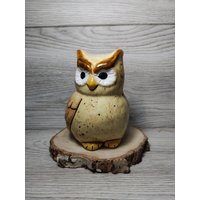 Keramik Eule 12 cm Figur Gartenkeramik Dekoration Handgemacht von KreativInTon