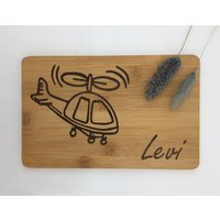 Frühstücksbrett, Helikopter, Hubschrauber, Frühstücksbrettchen, Schneidebrett Mit Gravur, Bambusbrett, Geschenk, Lasergravur, Personalisiert von KreativLaserDesigns