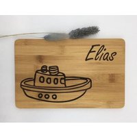Frühstücksbrett, Schiff, Dampfer, Boot, Frühstücksbrettchen, Schneidebrett Mit Gravur, Bambusbrett, Geschenk, Lasergravur, Personalisiert von KreativLaserDesigns