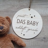 Pssst... Das Baby Schläft Gerade Holzschild, Türschild, Hinweis Schlafenszeit | Wand - Oder Türschmuck Geschenk Für Sich Selbst von KreativSchliff