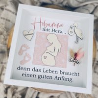 Dankeschön Für Eine Hebamme Mit Herz - Personalisierter Bilderrahmen Liebe & Botschaft Geschenk Zur Geburt Oder Zum Abschied von KreativZauberWerk