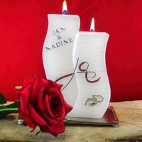 Hochzeitskerze 2 Dochte Mit Perlmutt-Oberfläche Welle "Ja", Außergewöhnliche Hochzeitskerze, Docht Kerze, Hochzeit Personalisiert von KreativatelierShop