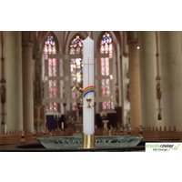 Kommunionkerze Regenbogen, Kreuz Und Kelch, Gold, Handverziert, Mit Namen Datum, Jungen, Mädchen von KreativatelierShop