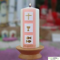 Konfirmationskerze Mit Drei Weißen Kacheln Und Christlichen Symbolen in Elfenbein Konfirmationskerze Mit Drei Weißen Kacheln Und Christlichen Symbolen in Elfenbein von KreativatelierShop
