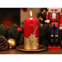 Weihnachtskerze Personalisierbar - Rotgold Mit Stern, Funkelnden Steinen, Festliche Deko, Perfektes Geschenk Für Weihnachten Oder Advent Weihnachtskerze Personalisierbar - Rotgold Mit Stern, Funkelnden Steinen, Festliche Deko, Perfektes Geschenk Für Weihnachten Oder Advent von KreativatelierShop