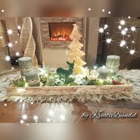 Adventsgesteck, Adventskranz, Mehrjährig, Länglich, Edel, Gold, Naturtöne von KreativbuendelShop