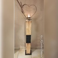 Deko-Aufsteller, Dekosäule, Holzsäule, Metallherz, Teelichthalter von KreativbuendelShop