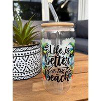 Trinkglas Mit Bambusdeckel Und Glasstrohhalm/Glasbecher Geschenk Jga Hochzeit Geburtstag Strand Urlaub Trinkglas Mit Bambusdeckel Und Glasstrohhalm/Glasbecher Geschenk Jga Hochzeit Geburtstag Strand Urlaub von KreativchaosVonCaro