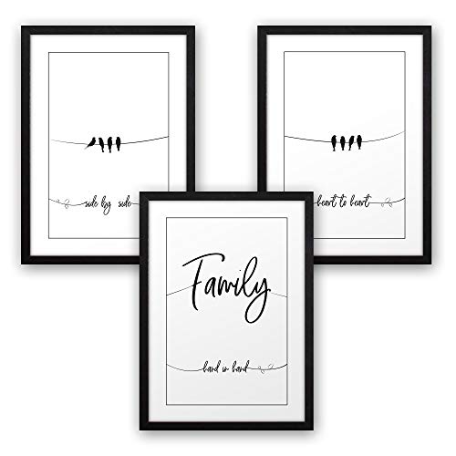 3-teiliges Premium Poster-Set | Kunstdruck | Familie | family | Deko Bild für Ihre Wand | optional mit Rahmen | Wohnzimmer Schlafzimmer Modern Fine Art | DIN A4 / A3 (A4, schwarzer Rahmen) von Kreative Feder