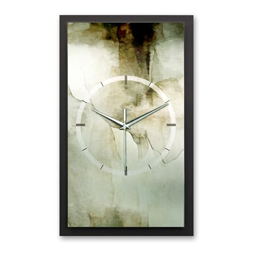 Kreative Feder 3D Designer-Wanduhr Abstrakt Grün in modernem Metallic-Look 50x30cm rechteckig analog lautlos ohne Ticken (Abstrakt Grün, leises Funkuhrwerk) von Kreative Feder