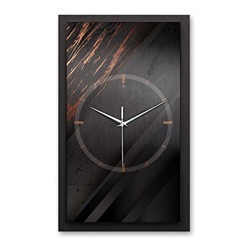 Kreative Feder 3D Designer-Wanduhr Black & Bronze in modernem Metallic-Look 50x30cm rechteckig analog lautlos ohne Ticken (Black & Bronze, leises Funkuhrwerk) von Kreative Feder