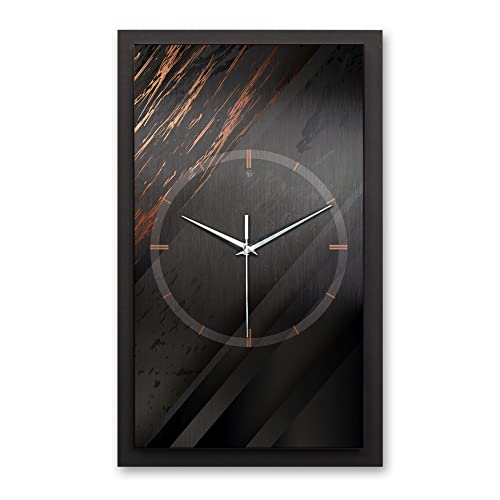 Kreative Feder 3D Designer-Wanduhr Black & Bronze in modernem Metallic-Look 50x30cm rechteckig analog lautlos ohne Ticken (leises Funkuhrwerk) von Kreative Feder