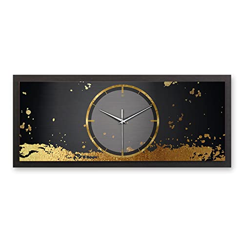 Kreative Feder 3D Designer-Wanduhr Golden Paint in modernem Metallic-Look 70x30cm rechteckig quer analog lautlos ohne Ticken (Golden Paint, leises Funkuhrwerk) von Kreative Feder