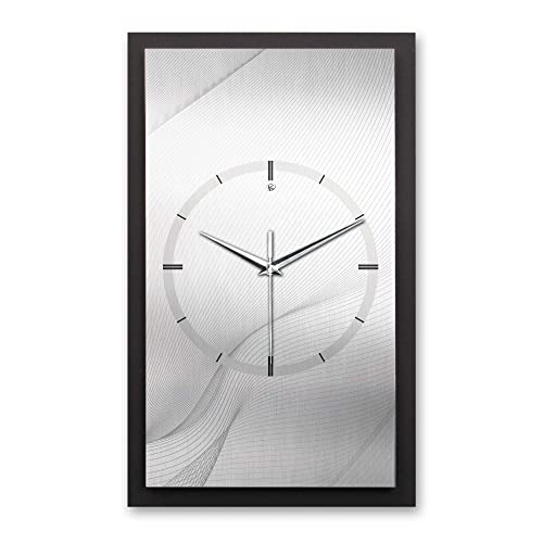 Kreative Feder 3D Designer-Wanduhr Silver Lines in modernem Metallic-Look 50x30cm rechteckig analog lautlos ohne Ticken (leises Funkuhrwerk) von Kreative Feder