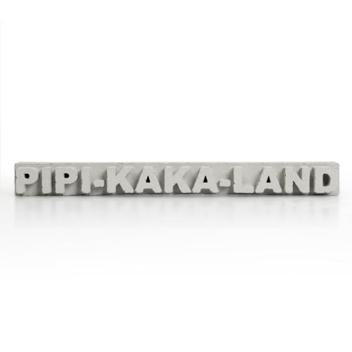 Dekorativer Aufsteller „PIPI-Kaka-Land“ handgegossen aus Beton (Grau) von Kreative Feder