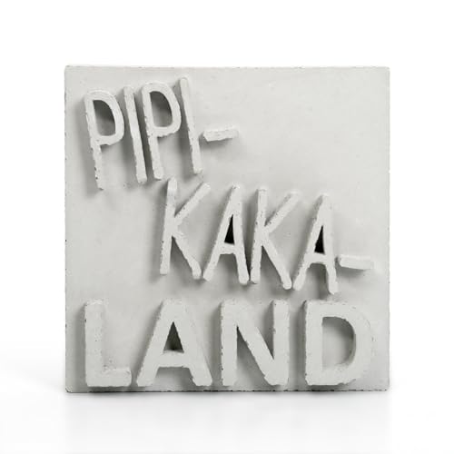 Dekorativer Aufsteller „PIPI-Kaka-Land“ handgegossen aus Beton (Grau) von Kreative Feder