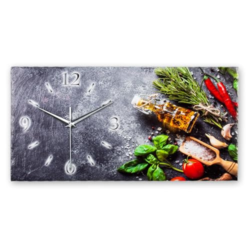 Kreative Feder Designer-Wanduhr Küchen-Kräuter aus Stein mit Zeigern aus gebürstetem Aluminium - Designeruhr aus Stein mit flüsterleisem Uhrwerk (Küchen-Kräuter, leises Quarzuhrwerk) von Kreative Feder