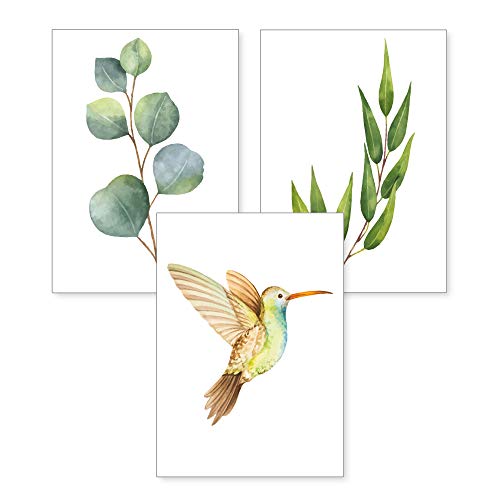 Kreative Feder 3-teiliges Premium Poster-Set | Kunstdruck | Vogel und Zweige | Deko Bild für Ihre Wand | optional mit Rahmen | Wohnzimmer Schlafzimmer Modern Fine Art | DIN A4 / A3 (A4, ohne Rahmen) von Kreative Feder