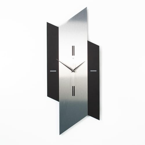 Kreative Feder 3D Designer-Wanduhr „Diamond“ in modernem Metallic-Look schwarz-Silber ohne Tickgeräusche (leises Funkuhrwerk) von Kreative Feder