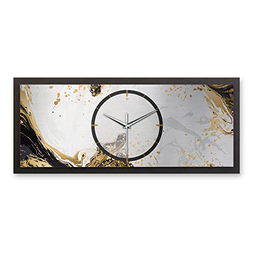 Kreative Feder 3D Designer-Wanduhr Abstract in modernem Metallic-Look 70x30cm rechteckig quer analog lautlos ohne Ticken (leises Funkuhrwerk) von Kreative Feder