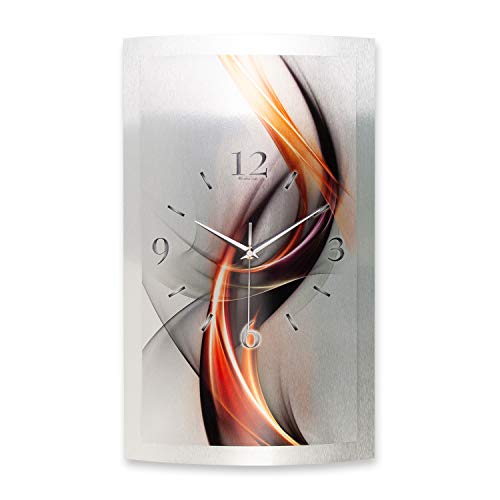 Kreative Feder 3D Designer-Wanduhr Abstrakt in modernem Metallic-Design; leise Funkuhr mit glänzendem Motiv wahlweise in Zwei Größen (Abstrakt, 80x40cm; leises Funkuhrwerk) von Kreative Feder