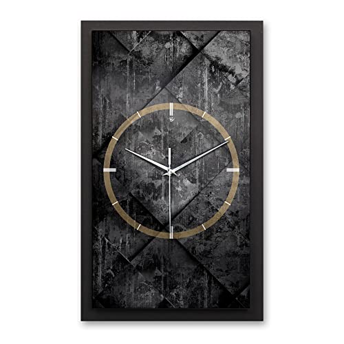 Kreative Feder 3D Designer-Wanduhr Black Structure in modernem Metallic-Look 50x30cm rechteckig analog lautlos ohne Ticken (leises Quarzuhrwerk) von Kreative Feder