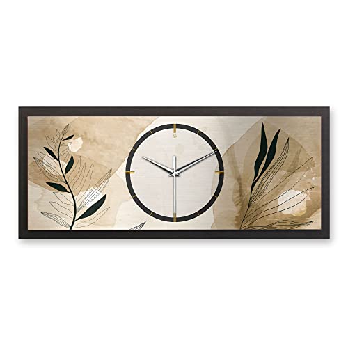 Kreative Feder 3D Designer-Wanduhr Brown in modernem Metallic-Look 70x30cm rechteckig quer analog lautlos ohne Ticken (Brown, leises Funkuhrwerk) von Kreative Feder